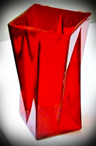 Large Red Kopp Modernistic Square Vase